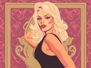 Chic and stylish illustration of a young woman with a sexy touch