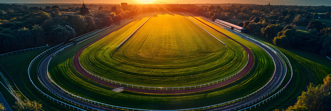 aerial View of a Wide Bend on a Horse Racing Track,
Aerial view of Haydock Park 3d image