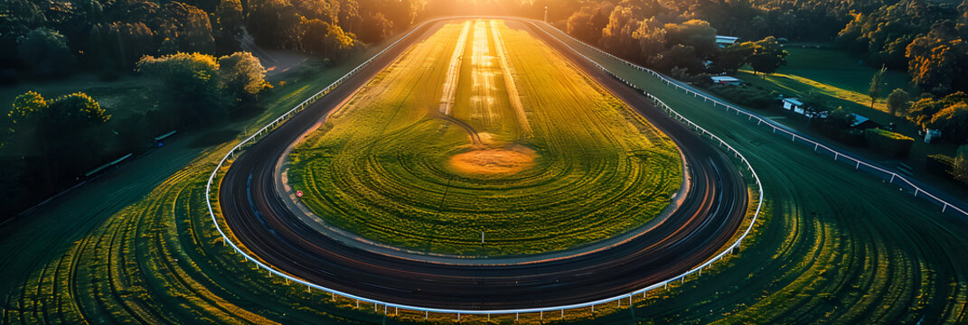 aerial View of a Wide Bend on a Horse Racing Track,
Aerial view of Haydock Park Racecourse