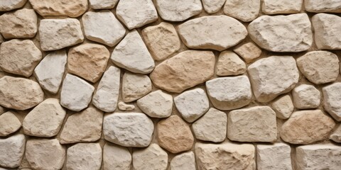 Rock stone tile wall texture rough patterned background in white cream colore