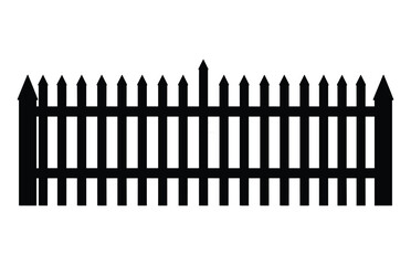 Fence Silhouettes, Set of fence silhouette in flat style vector illustration, Black fence on white background, 
