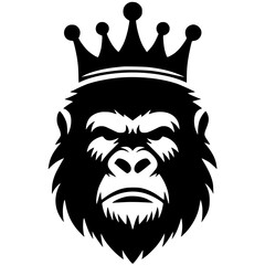 Silhouette of a gorilla head wearing a crown