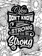 Strong-Woman Quotes Coloring pages. All these designs are unique Coloring pages for adults and kids Vector Illustration.