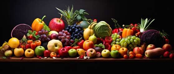 colorful assortment of fruits and vegetables arranged