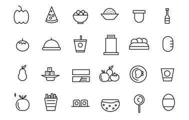 Food and drinks icon. Restaurant line icons set. Contains such Icons as Fruit Basket, Noddles, Healthy Smoothies and more.