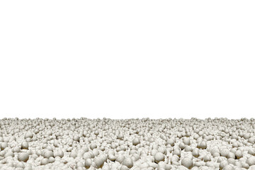 White color pebbles rounded rocks stones perspective texture surface isolated on transparent background with empty wall png 3d rendering image