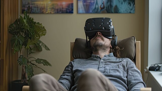 Virtual Reality Therapy Session in Progress, Innovation in Mental Health Treatment