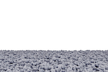 Grey color pebbles rounded rocks stones perspective texture surface isolated on transparent background with empty wall png 3d rendering image