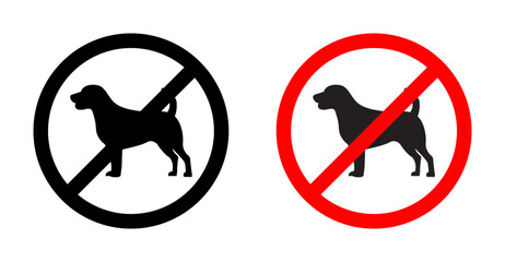 No Dogs Allowed Sign Vector Illustration Set. Paws Off Sign suitable for apps and websites UI design style. - obrazy, fototapety, plakaty