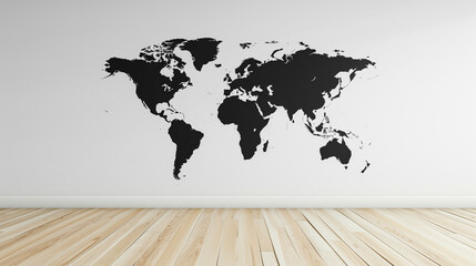World map on wall.