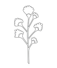 Twig with flowers in one line art. Flower in a minimalistic style drawn with a continuous line.