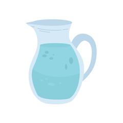 Fresh water in a glass pitcher, glass water jug vector illustration