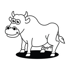 Cartoon Farm barn domestic animal Outline Line Art for education kids children vector design art