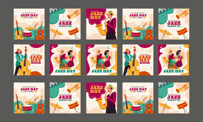 international jazz day social media post vector flat design