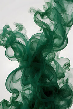 Green smoke abstract with a white background