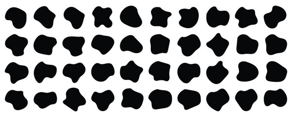 Abstract fluid black blob shape vector set. Modern liquid irregular blob shape elements graphic flat style