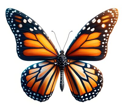 Realistic Illustrated Colorful Butterfly Insect on White Backgroun