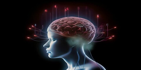 illustration media by hypnosis mass concept dictator and manipulation strings with brain control Mind