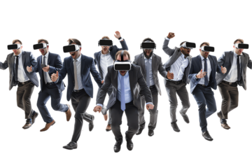 Successful Business Team Standing Together in Office Suit Smiles