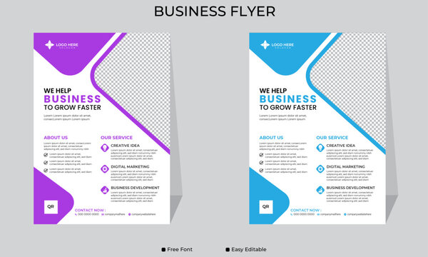 Corporate business flyer template with blue geometric shapes, Business Flyer Template, Eye catching Design