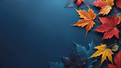 stunning array of leaves in various styles, set against a dark blue marble pattern background