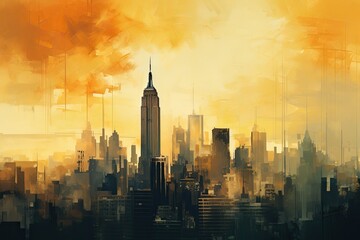 Fototapeta na wymiar downtown new york new york city silhouette