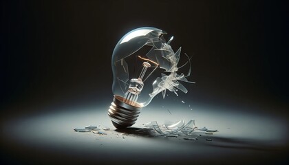 A close-up shot of a broken light bulb against a plain, dark background.