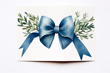 Elegant Ensemble: Blue-Green Gift Box Amidst Lush Greenery. watercolor drawing on a white background