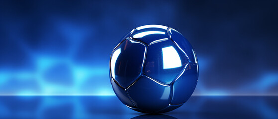 Blue metallic soccer ball. 3D illustration. 3D CG. - obrazy, fototapety, plakaty
