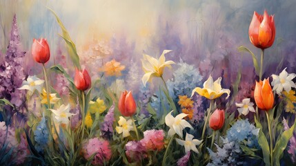 Obraz na płótnie Canvas Blooming flowers, spring in the garden