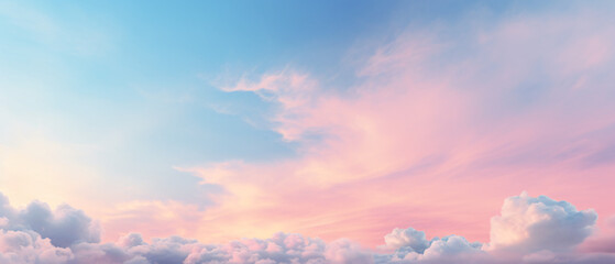 Blue sky colored with sunset light and pink pastel sky