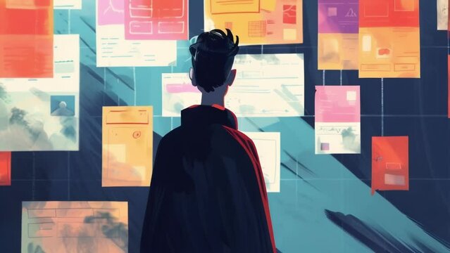 A business owner scrolling through a social media newsfeed utilizing analytics to identify topperforming content and tailor their engagement efforts towards driving conversions