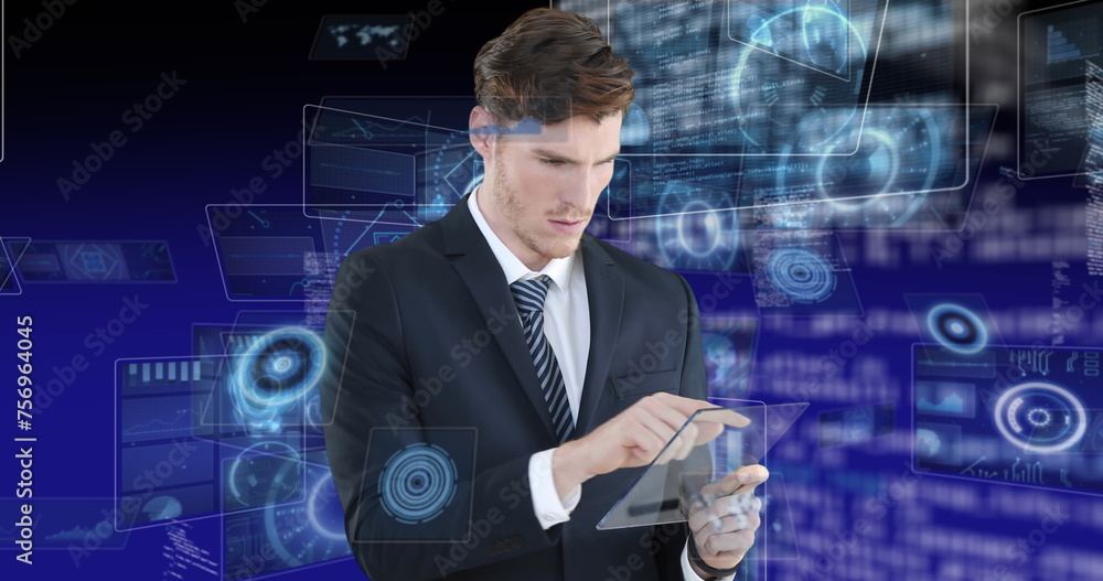 Poster image of scope scanning and data processing over man using tablet