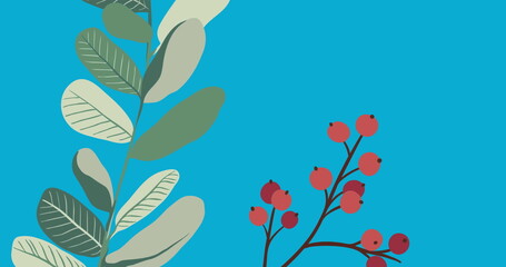Fototapeta premium Image of flowers in hypnotic motion on blue background