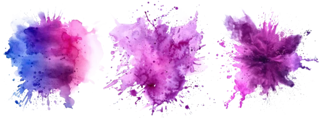 Deurstickers violet purple pink harmony watercolor ink pastel color explosion, isolated on transparent background © Zhayyyn Imagine