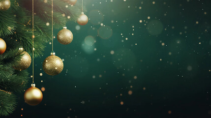 Fototapeta na wymiar christmas tree decoration light effect and green color background