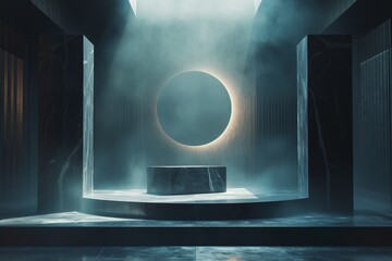 A minimalist podium inspired by the allure of the night - obrazy, fototapety, plakaty