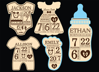 Baby Birth Announcement laser cut