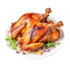 roasted chicken on isolated on transparent background Remove png, Clipping Path, pen tool 