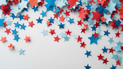 4th of July American Independence Day Celebration with Red, Blue, and White Balloons, Patriotic Background for Holiday Events and Promotions, Generative AI

