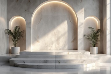 A minimalist podium inspired by the classic elegance of marble