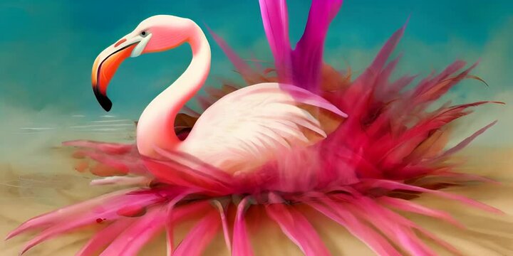 illustration flamingo abstract caribbean the in vacation shell colored pink beach holiday a on life sea Exotic