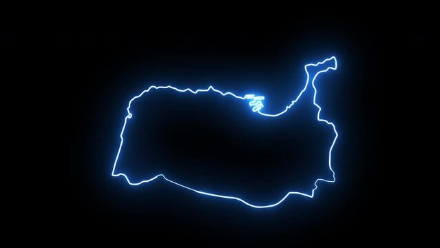 map of Tetouan in morocco with glowing neon effect