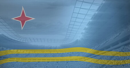 Obraz premium Image of flag of aruba over sports stadium