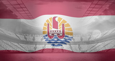 Obraz premium Image of national flag of french polynesia over sports stadium