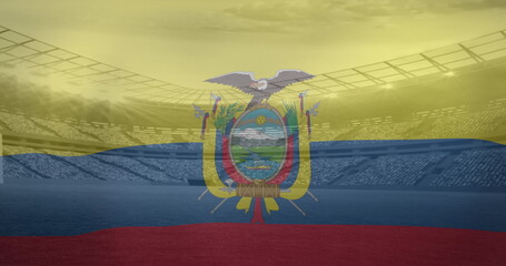 Image of flag of colombia over sports stadium