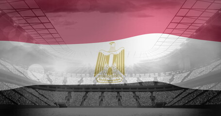 Image of flag of egypt over sports stadium