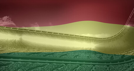 Fototapeta premium Image of pan african flag over sports stadium