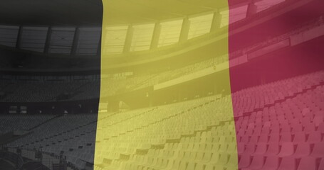 Image of belgium waving flag over sport stadium