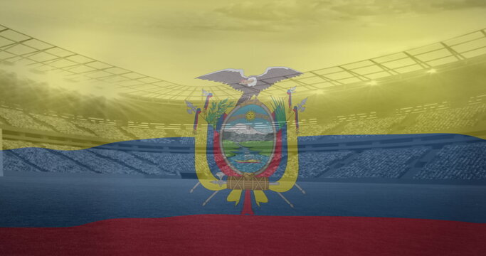 Naklejki Image of flag of colombia over sports stadium